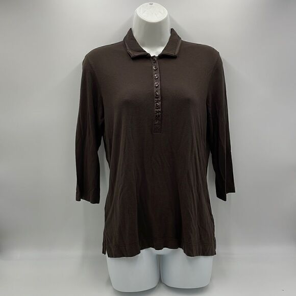 Brown partial button down tehama top - Picture 1 of 10